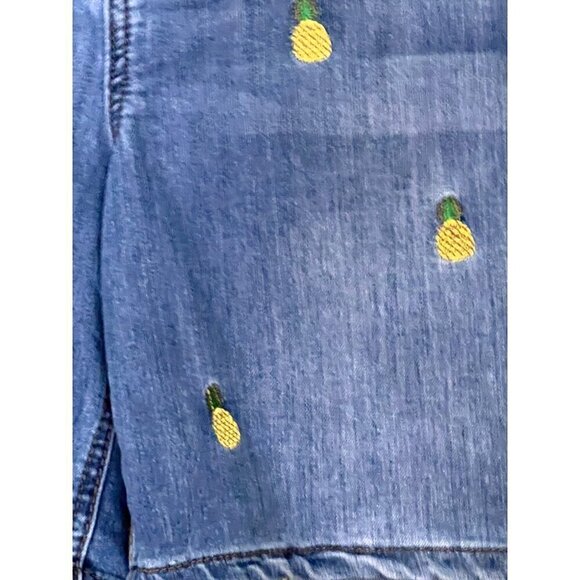 Christopher‎ & Banks Pineapple Embroidered Denim Shorts Size 12 summer vacation - Picture 2 of 11